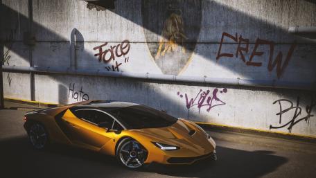 Lamborghini Centenarió: Urban Elegance in Gold wallpaper