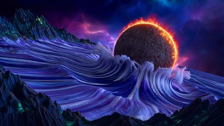 Alien Ocean Wave Collision wallpaper