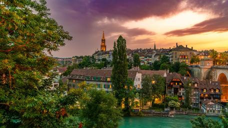 Scenic Evening in Bern's Historic Heart wallpaper