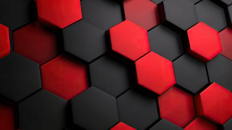 Hexagonal Patterns in Red and Black 3D Design wallpaper