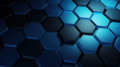 Hexagonal 3D Blue Black Geometric Pattern wallpaper