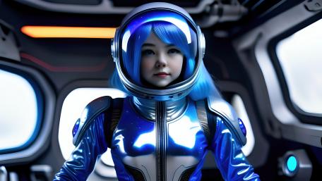 Blue Haired Explorer in the Cosmos wallpaper