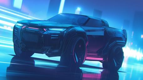 Futuristic Cyberpunk Pickup Elegance wallpaper