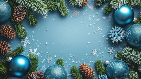 Festive Winter Wonderland in Blue and Green wallpaper