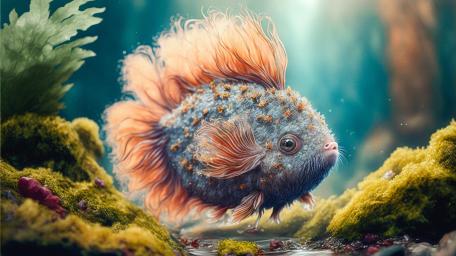 Mystical Underwater Realm with Fantasy Fish wallpaper