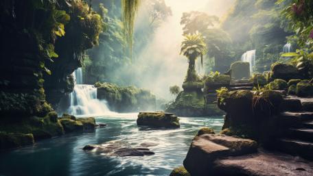 Mystical Jungle Oasis of Enchantment and Serenity wallpaper