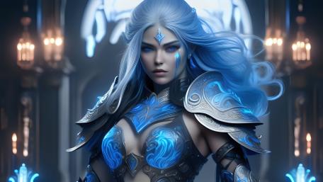 Ice Queen in a Majestic Fantasy Realm wallpaper