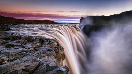 Majestic Flow of Dettifoss at Dawn wallpaper