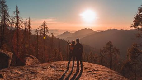 Sunset in the mountains wallpaper