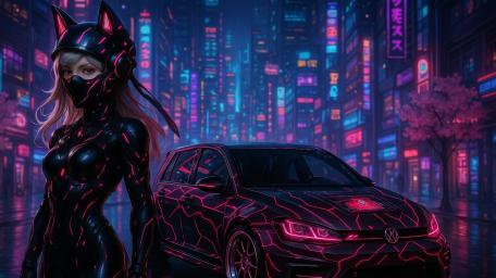 Futuristic Night Drive in Neon Cityscape wallpaper