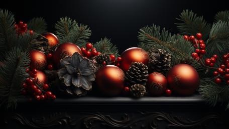 Festive Elegance with Ornaments and Pinecones wallpaper