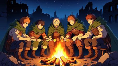 Urban Campfire Adventure wallpaper