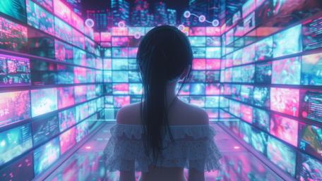 Futuristic Cyber Girl in a Neon World wallpaper