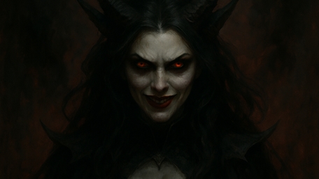 Dark Sorceress with Fiery Eyes wallpaper