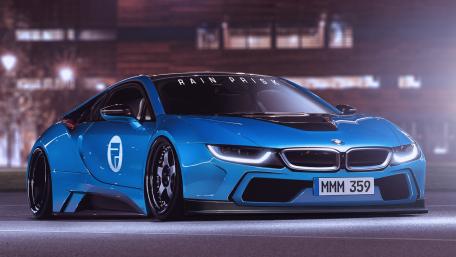 Sleek Blue BMW with Nighttime Elegance wallpaper