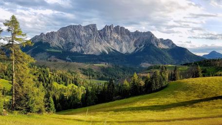 Majestic Peaks of Latemar's Natural Beauty wallpaper