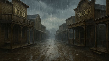 Misty Town in the Rainy Wilderness wallpaper