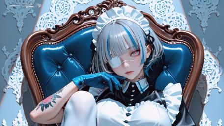 Elegant Maid in a Dazzling Lounge Scene wallpaper