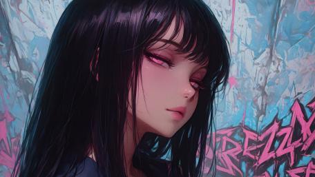 Mystical Anime Girl in Urban Vibes wallpaper