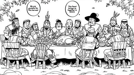 Thanksgiving Feast in Cartoon Style wallpaper