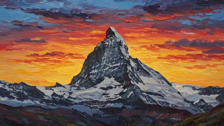 Matterhorn Majesty in Vibrant Hues wallpaper