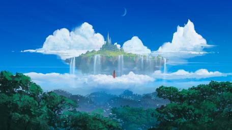 Floating Kingdom in the Sky Above Clouds wallpaper