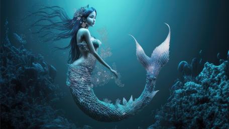 Enchanting Mermaid in Underwater Realm wallpaper
