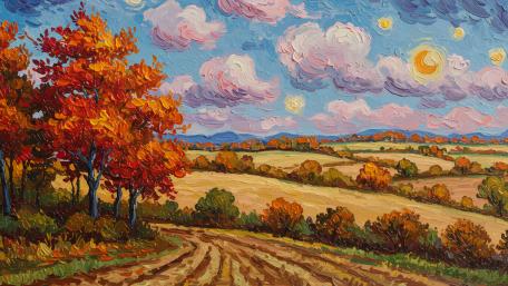 Enchanting Autumn in a Rural Dreamscape wallpaper