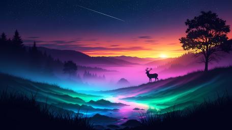 Neon Enchantment of the Mystic Forest wallpaper