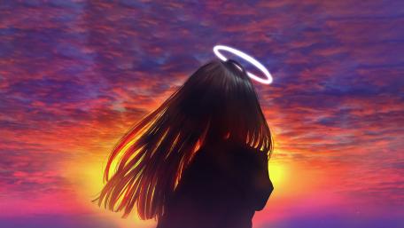 Celestial Angel at Twilight's Embrace wallpaper