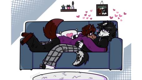 Cozy Companionship in Furry Art wallpaper