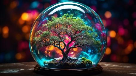 Tree of Life Fantasy Snowglobe by AI wallpaper