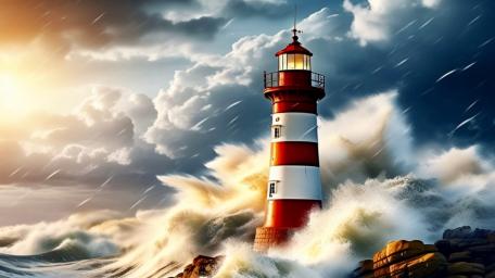 Lighthouse Beacon Amidst the Tempest wallpaper