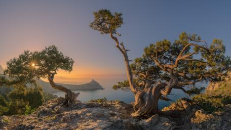 Serene Dawn at Novyi Svit's Coastline wallpaper