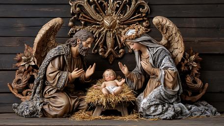 Serene Nativity Scene for a Peaceful Atmosphere wallpaper