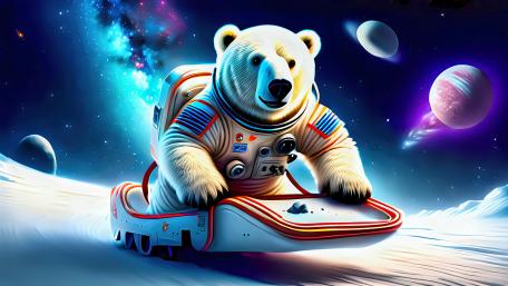Outer Space Sled Riding wallpaper