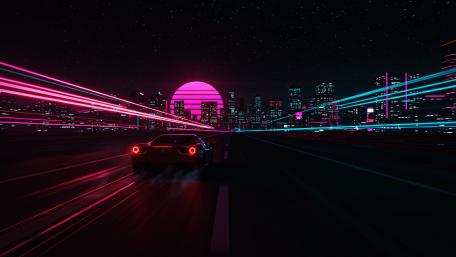 Neon Odyssey: Racing Through the Retro Future wallpaper