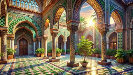 Serene Mosaic Palace in Sunlit wallpaper