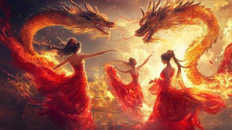 Fiery Dance of the Dragons wallpaper