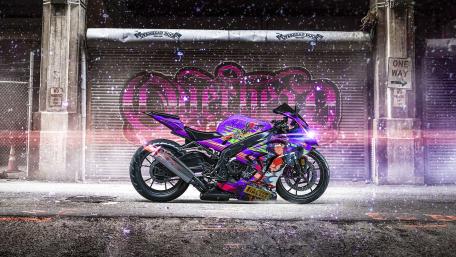 Vivid Graffiti Backdrop with BMW S1000RR Motorcycle Artistry wallpaper