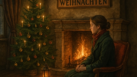 Cozy Christmas Solitude by the Fire wallpaper