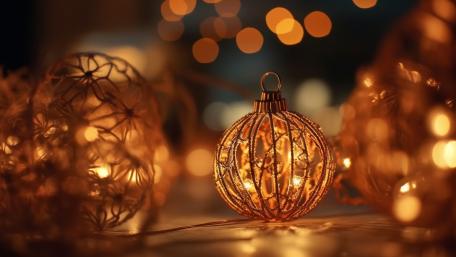 Glowing Ornament with Festive Bokeh Lights Brings Cheer wallpaper
