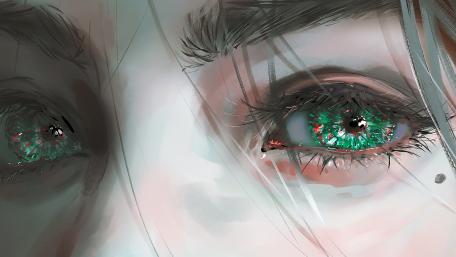 Captivating Green Anime Eyes Artistry wallpaper