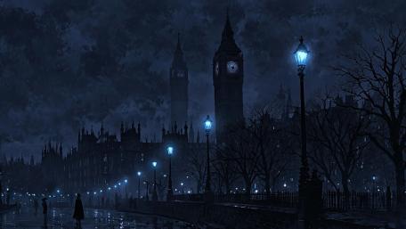 Mysterious Midnight Walk Through Anime London wallpaper
