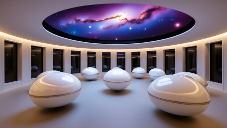 Cosmic Meditation Pods wallpaper
