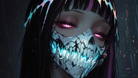 Demonic Gaze Unleashed in Spectral Glow wallpaper