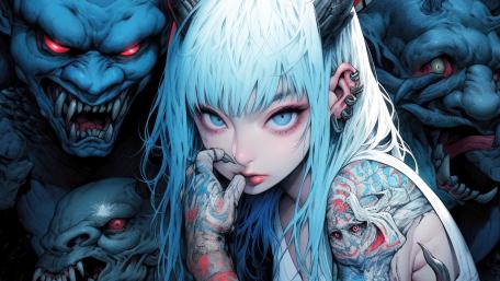 Mystical Girl in a Dark Fantasy Realm wallpaper