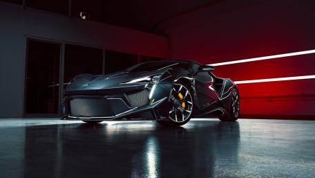 Midnight Fenyr Supersport Hypercar in Neon Garage Glow wallpaper