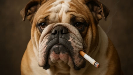 Stoic Bulldog With a Cigarette Funny AI Generated Wallpaper wallpaper