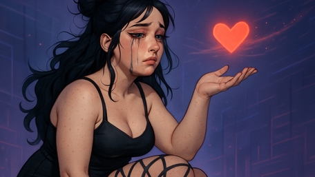 Crying Heartlight Fantasy Girl in Black Dress wallpaper
